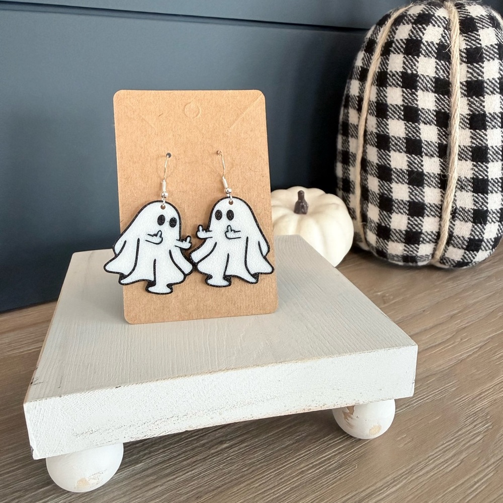 Sassy Ghost Earrings in Black and White